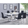candice white high gloss dining table with 6 opal black chairs