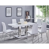 candice white high gloss dining table with 6 opal white chairs