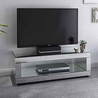 Canning Cube Glass Mirror TV Stand In Mirrored
