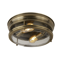 Canopus 2 Lights Flush Ceiling Light In Antique Brass