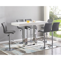 caprice large white gloss bar table 6 ripple grey stools
