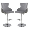 Carakas Grey Velvet Bar Stools With Chrome Base In A Pair