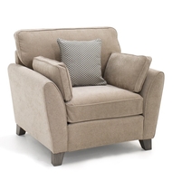 Carmela Fabric Sofa Chair In Almond With Wooden Legs