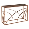 cassis glass console table in smoked brown with rose gold frame