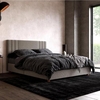 cayce linen fabric double bed in light grey