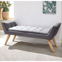 Cayman Fabric Chaise In Dark Grey With Wooden Feet