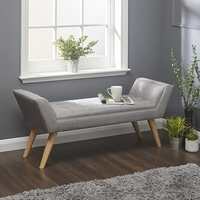 Cayman Fabric Chaise In Grey Hopsack With Wooden Feet