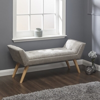 Cayman Fabric Chaise In Silver Chenille With Wooden Feet