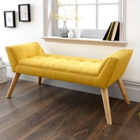 Cayman Fabric Chaise In Yellow With Wooden Feet