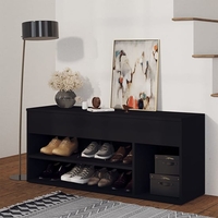 Cemach Wooden Shoe Storage Bench In Black