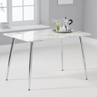 Cervo High Gloss Marble Effect Dining Table In White And Grey