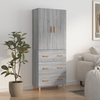 Chitt Wooden Highboard With 2 Doors 3 Drawer In Grey Sonoma Oak