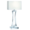 Chrome Curved Rectangular Table Lamp With White Oblong Shade