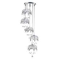 Chrome Multi Drop Parachute Ceiling Light With Clear Acrylic