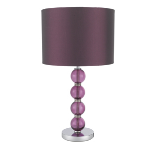 Chrome/Plum Glass Ball Table Lamp,  7991PL