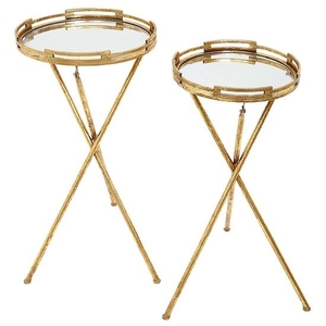 Clifden Mirrored Top 2 Nesting Tables With Gold Frame