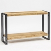 clio wooden console table in reclaimed wood and metal frame