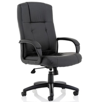 Compton Leather Executive Office Chair In Black With Arms