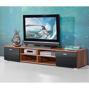 Contemporary LCD TV Stand For In Walnut With Gloss Doors