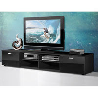 Contemporary LCD TV Stand In Black With Gloss Doors