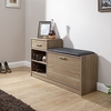 Cortes Shoe Bench In Walnut With One Drawer And Open Shelf