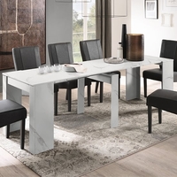 corvi large extending dining table in white marble effect
