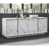 corvi wooden sideboard in white marble effect with 4 doors