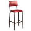 Corx Ribbed Faux Leather Bar Stool In Vintage Red