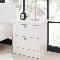 country wooden bedside cabinet in white with 2 drawers