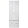 Country Wooden Wardrobe In White With 2 Doors And 2 Drawers