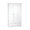 Country Wooden Wardrobe In White With 3 Doors And 3 Drawers