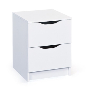 crick contemporary bedside cabinet in white with 2 drawers