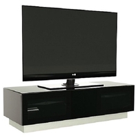 crick lcd tv stand medium in black with glass door
