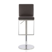 Cuban Bar Stool In Brown Faux Leather And Stainless Steel Base