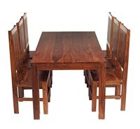 Cube Sheesham Dining Set with 6 High Back Chair