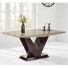 Culler Marble Large Dining Table In Brown With V Shape Base