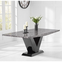Culler Marble Large Dining Table In Grey With V Shape Base