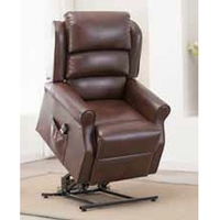 Curtis Rise And Recliner Sofa Chair In Brown Faux Leather