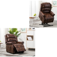 Curtis Rise And Recliner Sofa Chair In Tan Faux Leather