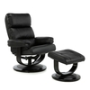 Darwin Recliner Chair In Black Faux Leather With Footstool