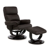 Darwin Recliner Chair In Brown Faux Leather With Footstool