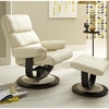 Darwin Recliner Chair In Cream Faux Leather With Footstool