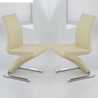 Demi Z Dining Chairs In Cream Faux Leather in A Pair