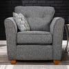 Derbent Fabric 1 Seater Sofa In Anchor With Oak Feets