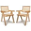 derby natural rattan wooden dining chairs in pair