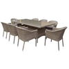 derya glass top 200cm dining table with 8 stacking chairs