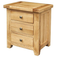 Devon Solid Oak 3 Drawer Bedside Cabinet