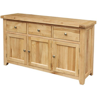 Devon Solid Oak Sideboard With 3 Drawers & 3 Doors