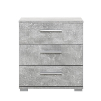 Douglas Bedside Cabinet In Structured Concrete With 3 Drawers