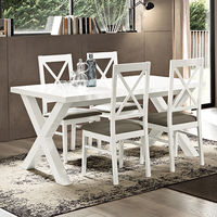 Drent Wooden Dining Table In White With 4 Chairs